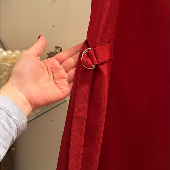 Asymmetrical Dark Red Flowy Dress - Picture 4 of 6